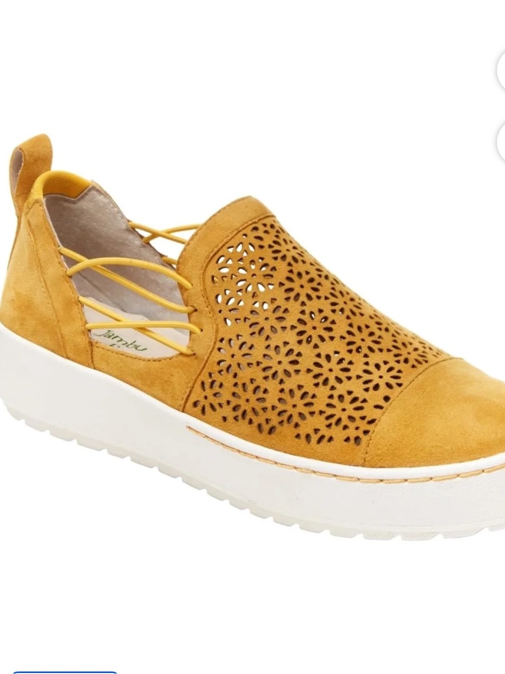Jambu Mustard Yellow Laser-Cut Slip-On Loafer